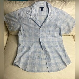 Van Heusen Casual Button Down Cotton Shirt with Plaid Pattern L 16-16.5